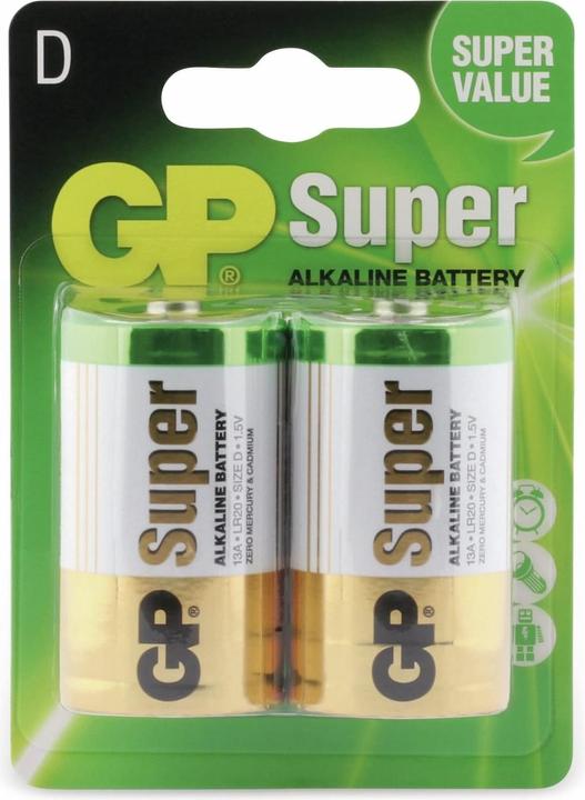 Produktbild GP Batteries Super (2 Stk., D, 1300 mAh)