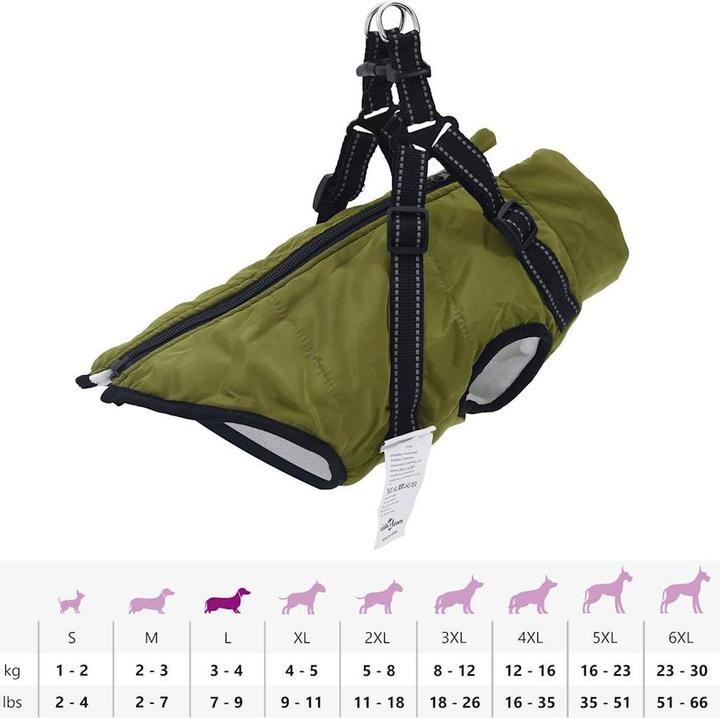 Actual product image VidaXL Dog coat with harness Waterproof Reflective (32, Dog coat)