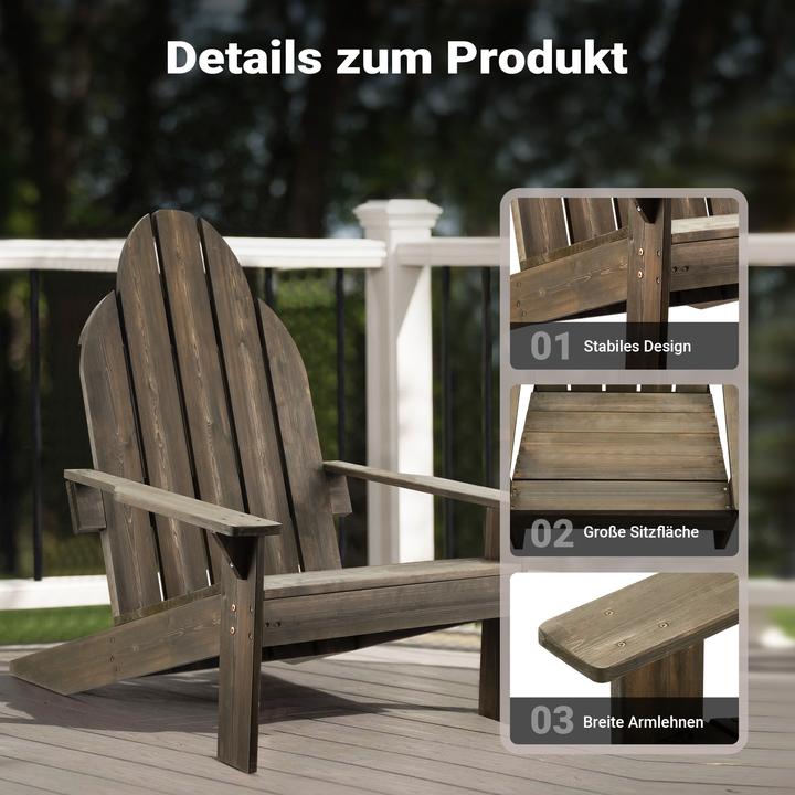 Actual product image Wiltec Adirondack garden chair wood 89x72x92,5cm garden chair 160kg garden furniture
