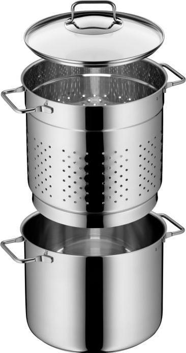 Produktbild WMF Spaghettitopf Pastatopf Nudeltopf Induktion Sieb 7,0l Edelstahl poliert (24.24 cm, Kochtopf, Edelstahl)