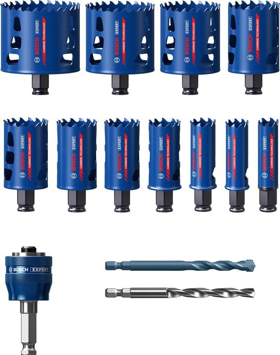 Bosch Professional Zubehör EXPERT Tough Material Lochsäge-Set, 20/22/25/32/35/40/44/51/60/68/76 mm, 14-tlg.
