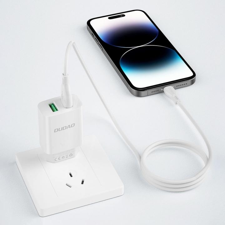 Produktbild Dudao EU charger 2xUSB 2.4A 5V white Lightning cab (12 W)