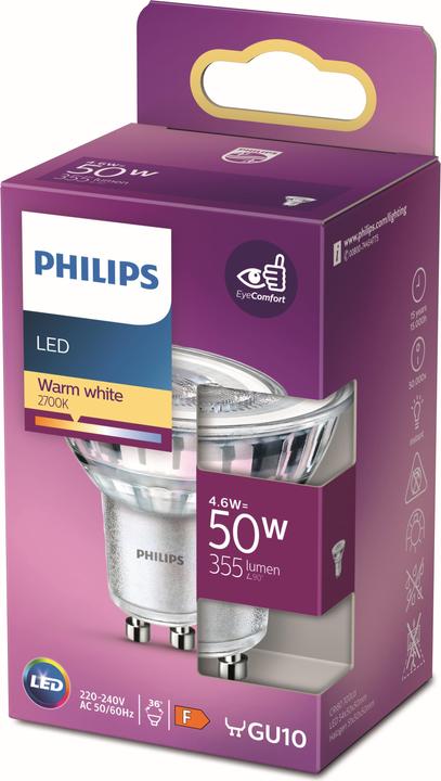 Productafbeelding Philips Spot (GU10, 4.60 W, 355 lm, 1 x, F)
