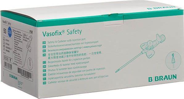 Produktbild B.Braun Vasofix (PI-APS) Safety IV-Kanüle 22G 0.9x25mm blau 50 Stk