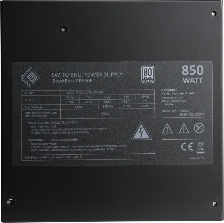 Produktbild CSL 850 Watt BoostBoxx Power Boost, Full-Modular, 92% Effizienz, 80 Plus Platinum zertifiziert (850 W)