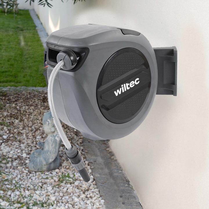 Actual product image XPOtool Hose Reel with Self-reeling-up Mechanism 15m Garden Hose for Wall Mounting for Watering (15 m)