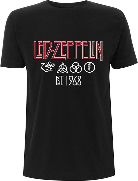 Actual product image Led Zeppelin Unisex Adult Est 1968 Symbols T-Shirt (M)