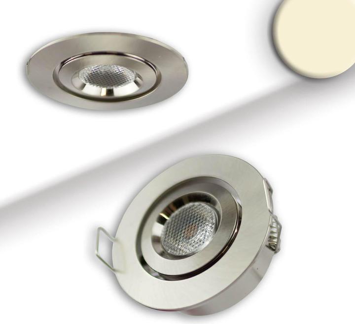 Image du produit Isoled Spot à encastrer LED MiniAMP aluminium brossé, 3W, 12V DC, blanc chaud, dimmable, 100cm de câble