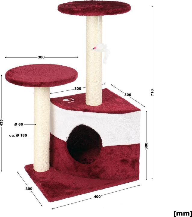 Image du produit Wiltec Arbre à chat rouge 71cm Arbre d’escalade Arbre de grattage Jeu Chats (71 cm, Rouge)