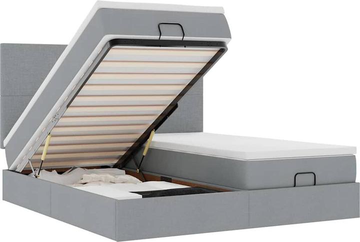 Produktbild VidaXL Ottoman-Bett mit Matratzen Hellgrau 160x200 cm Stoff (160 x 200 cm)