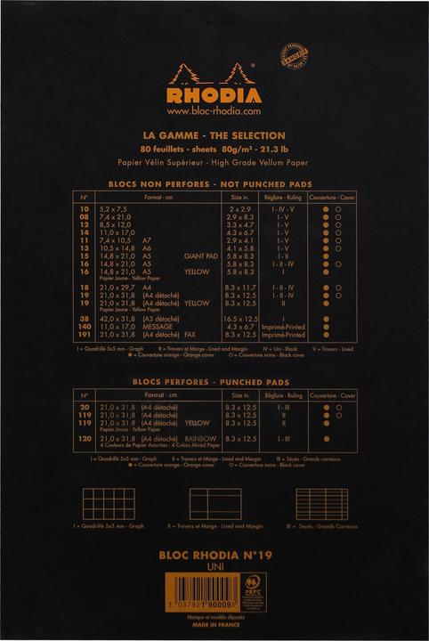 Image du produit Rhodia Blocs agrafés 80 g Basics (A4+, Blanc, Couverture souple)