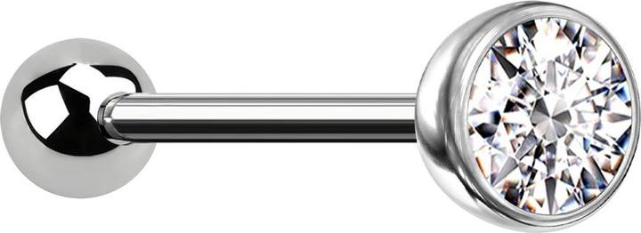 Star Piercing Micro Threadless Barbell silber mit Kugel und Kugel mit Kristall silber (Titan G23, ohne Messing)