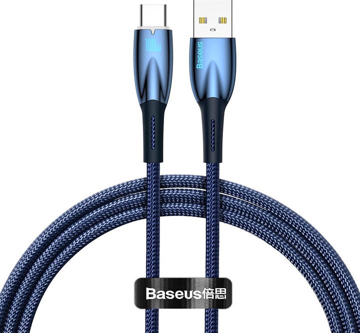 Image du produit Baseus Câble USB pour USB-C Glimmer Series, 100W, 1m (Bleu) (1 m, USB 2.0)
