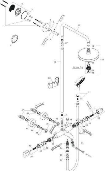 Actual product image hansgrohe HG Showerpipe CROMA SELECT S 180 2jet DN 15, for bath white/chrome