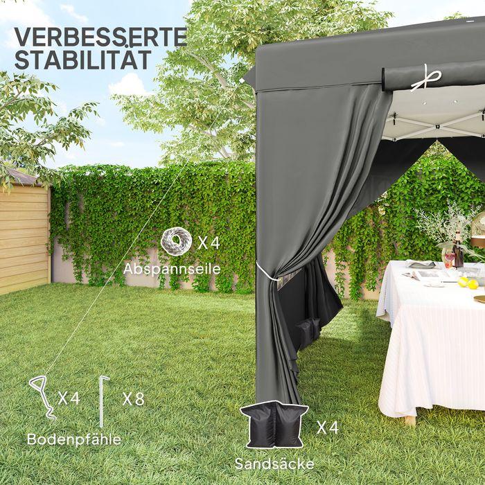 Image du produit Swisshandel24 Faltpavillon 2,5x2,5m, wasserabweisend, mit 4 Seitenteilen, Dunkelgrau (250 cm, 250 cm)