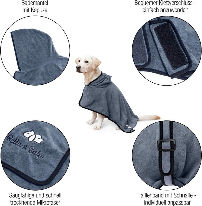 Immagine prodotto Bella & Balu Accappatoio per cani in microfibra (Cappotto per cani)