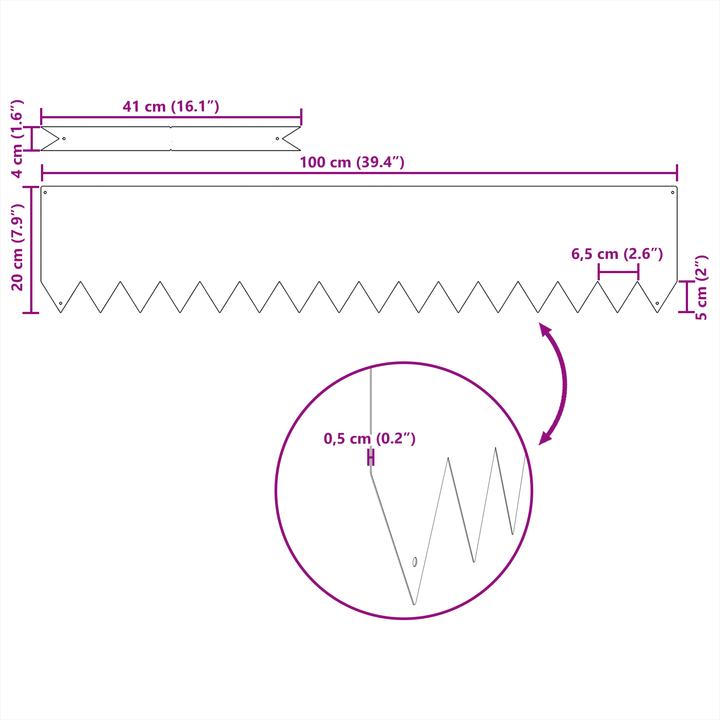 Image du produit VidaXL Bordure de pelouse 30 pcs 100x0,5x20 cm Acier inoxydable (100 cm)