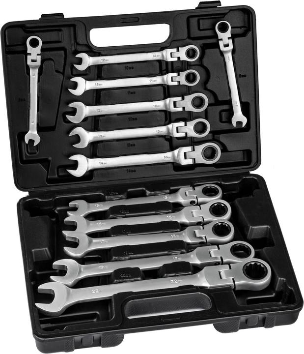 tectake Ratschenschlüssel Set (8 mm, 9 mm, 10 mm, 11 mm, 12 mm, 13 mm, 14 mm, 15 mm, 16 mm, 17 mm, 19 mm, 22 mm)