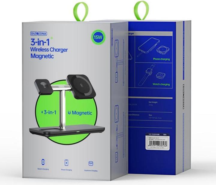 Produktbild Duzzona W6 3-in-1 Wireless Charger Stand - Schwarz (15 W)