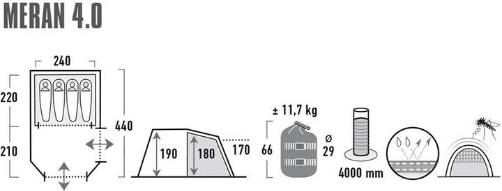 Image du produit High Peak Tente Meran 4.0 (Tente tunnel, 11.70 kg, 4 personnes)