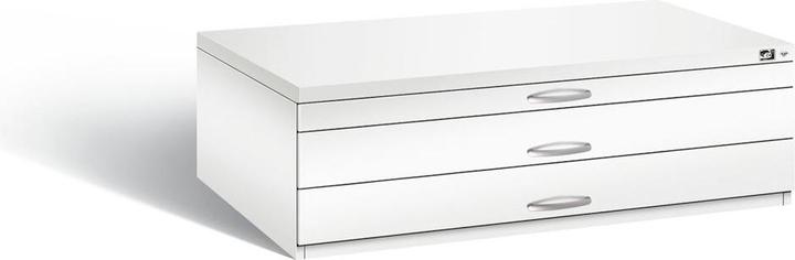 Produktbild C+P Zeichnungsschrank, DIN A0, 3 Schubladen, Höhe 420 mm, verkehrsweiss