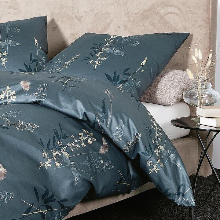 Image du produit Janine Mako-Satin linge de lit moments 98114 bleu nuit (Set de linge de lit, 155x200 cm + 80x80 cm)