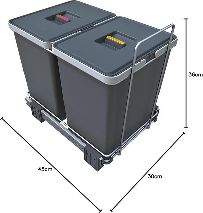 Actual product image Elletipi Ausziehbarer Mülleimer zur Mülltrennung (36 l)