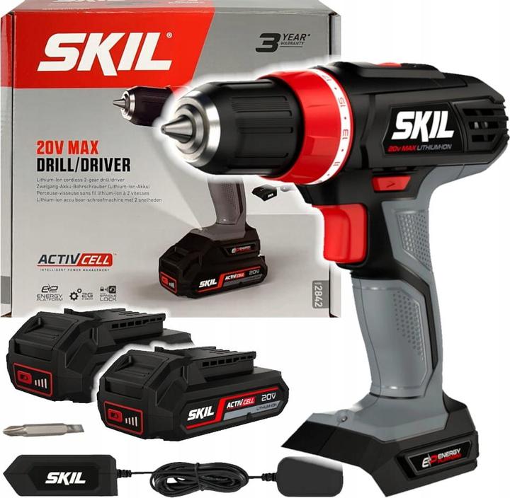 Skil 20V 2842 AC Perceuse-visseuse sans fil (2x1,5Ah) (Fonctionnement sur batterie)