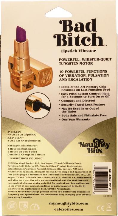 Actual product image CalExotics Naughty Bits® Bad Bitch® Lipstick Vibrator
