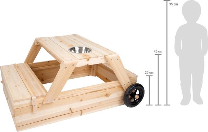 Actual product image small foot Sandpit with seating area and mud table