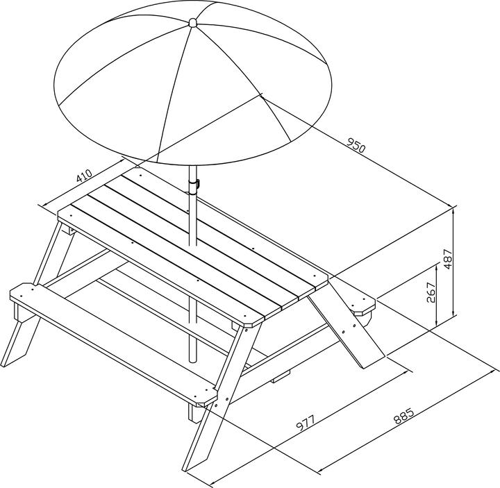 Image du produit Axi Nick Pick Table Marron - Parasol Vert/Blanc