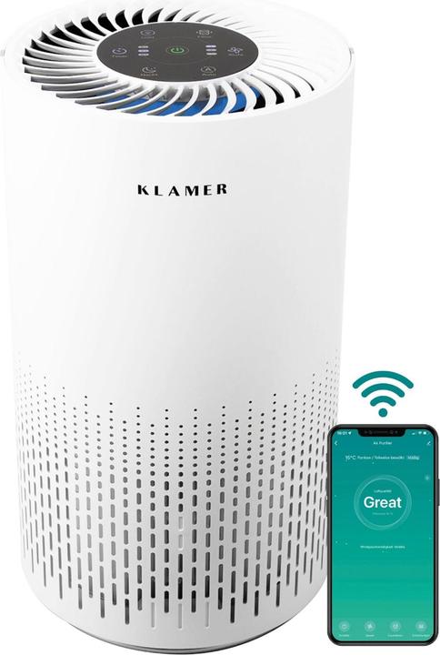 KLAMER Luftreiniger 300i mit HEPA Filter CADR Spitzenleistung von 220 m³/h (50 m²)
