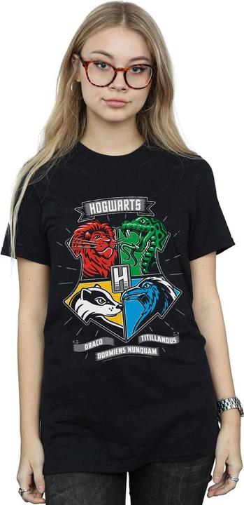 Actual product image Womens/Ladies Hogwarts Toon Crest Cotton Boyfriend T-Shirt (L)