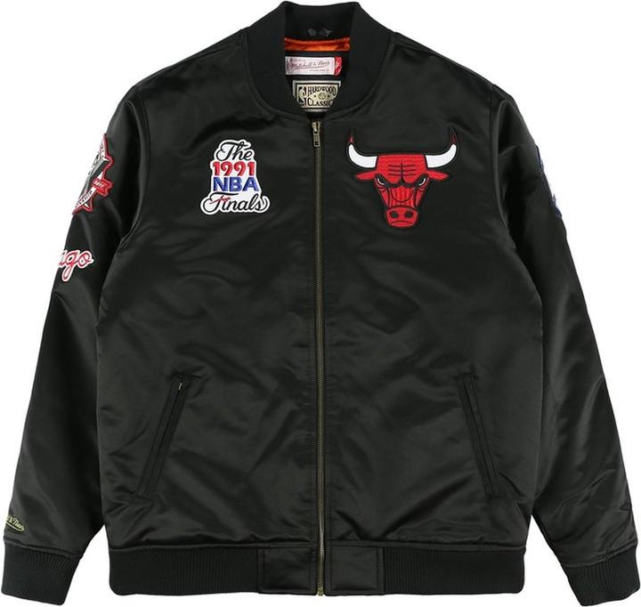 Actual product image Mitchell & Ness M&N Satin Bomber Jacket - FLIGHT Chicago Bulls black - L (L)