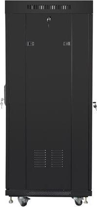 Actual product image Lanberg BUILT-IN CABINET RACK STAND 19" 27HE 600X600 BLACK PERFORATED DOOR LCD (FLAT PACK) V2 (27 RU, 19 inch rack)