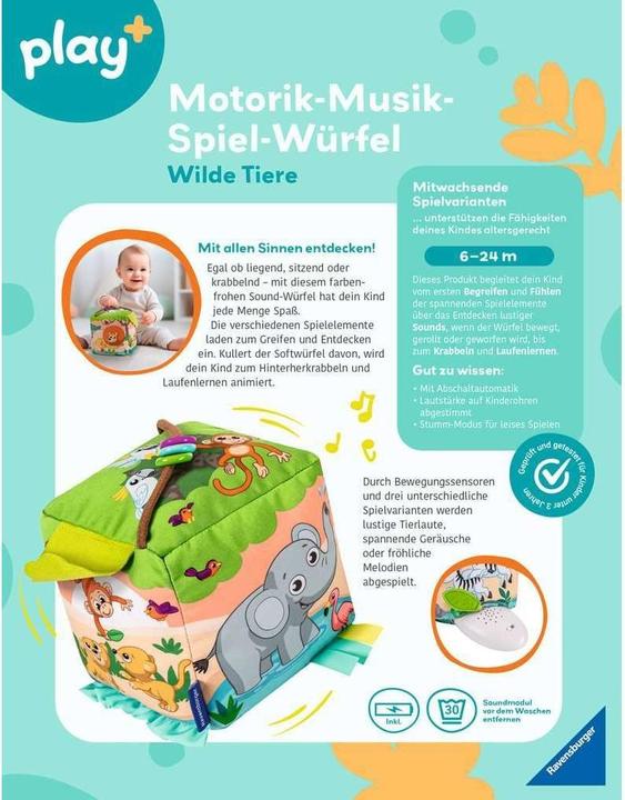 Produktbild Ravensburger Motorik-Musik-Spiel-Würfel: Wilde Tiere
