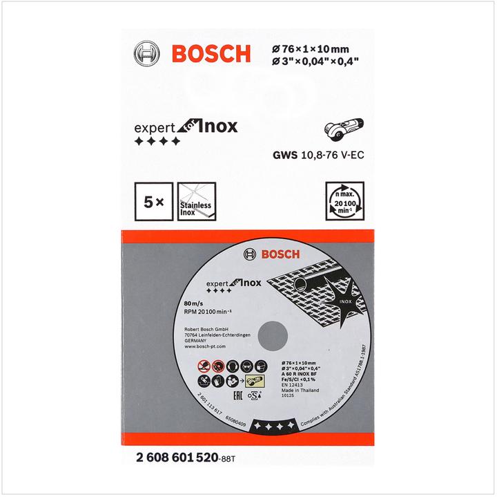 Produktbild Bosch Professional Zubehör PRO Stainless Steel and Metal Trennscheibe, 76 x 1 x 10 mm