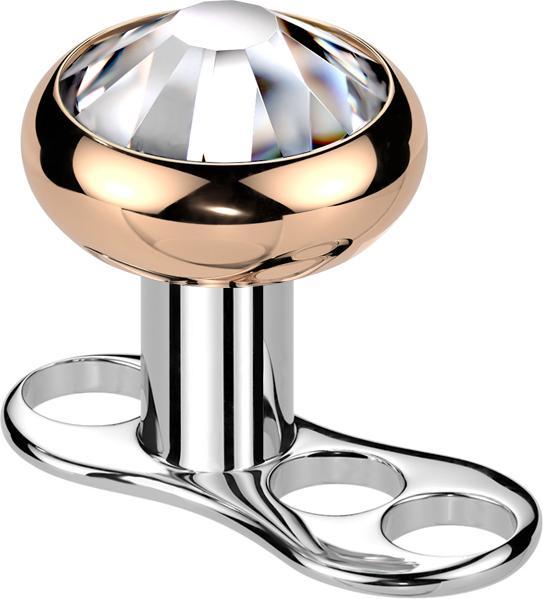 Produktbild Star Piercing Dermal Anchor Innengewinde rosegold mit Kristall silber (ohne Messing, Titan G23)