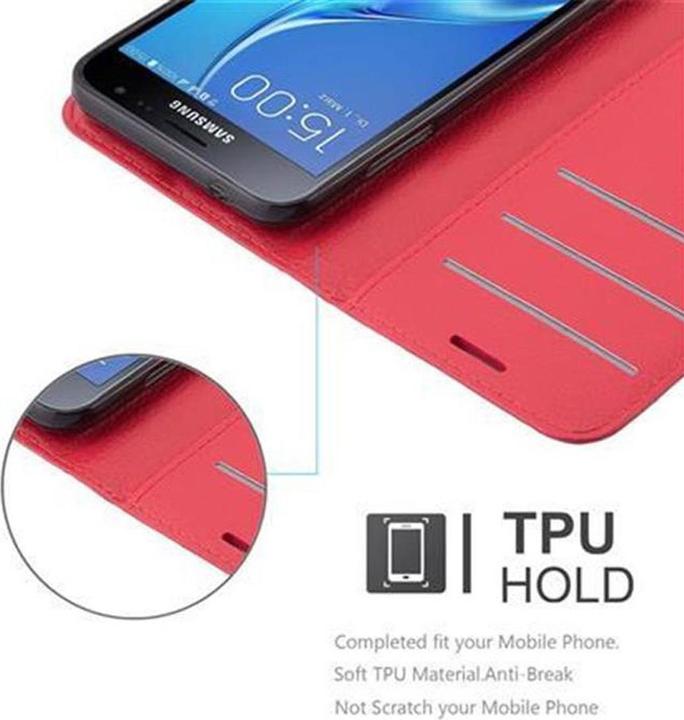 Actual product image Cadorabo Book with stand function cover (Samsung Galaxy J3)