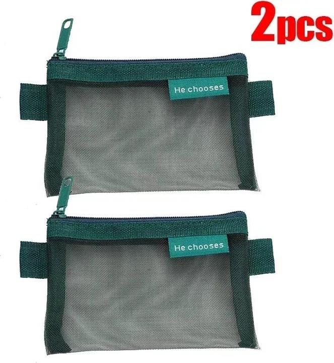 Produktbild Only-Bags.Store 2 Pcs Mini Mesh Lagerung Taschen Multi-farbe Tragbare Mäppchen Halter Münze Kosmetik Schmuck Reise