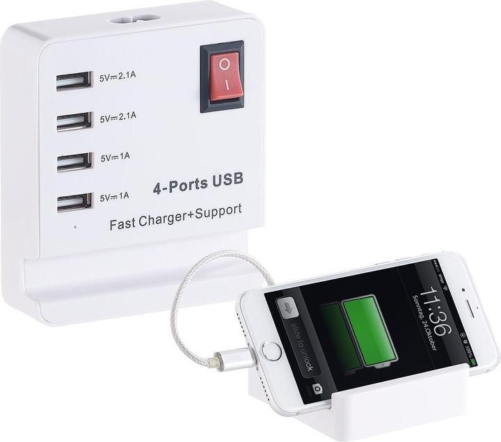Revolt USB power bank with smartphone tray (2100 W)