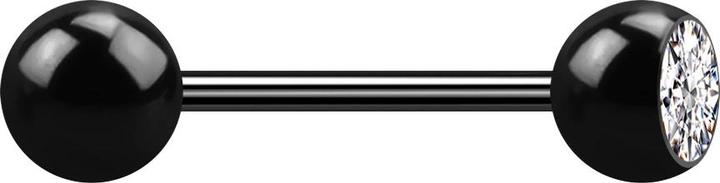 Actual product image Star Piercing Micro barbell black with ball and balls crystal silver (Surgical steel 316L, without brass)