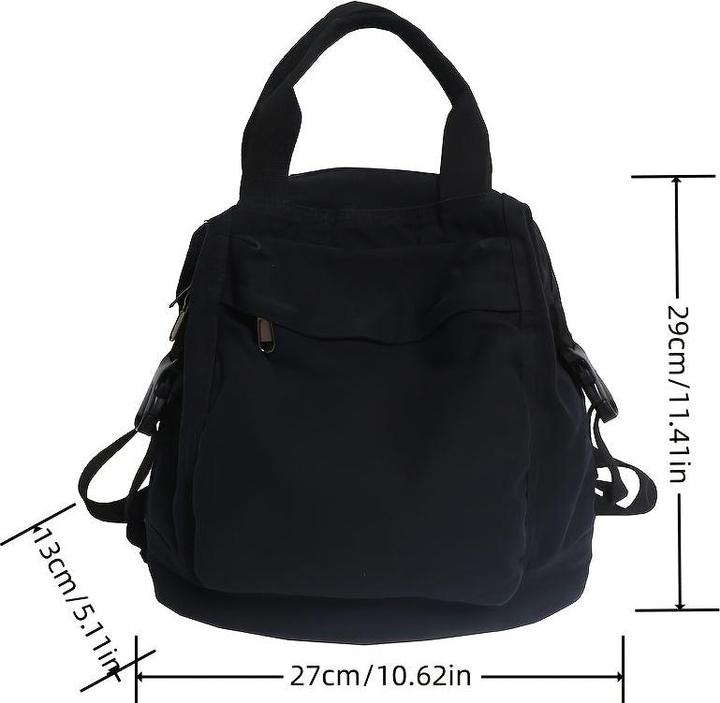 Actual product image Only-Bags.Store Vintage-inspirierter Freizeitrucksack, einfarbig, faltbar mit festen Schulterriemen