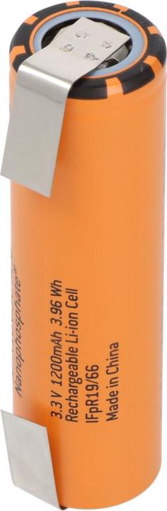 Immagine prodotto A123 Systems Batteria A123 APR18650M-A1 1100mAh 3.2V - 3.3V LiFePo4 con etichetta a saldare a forma di U (1 pz., 1100 mAh)