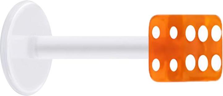 Star Piercing Micro Labret transparent mit Würfel orange transparent (Acryl, ohne Messing, Bioflex)