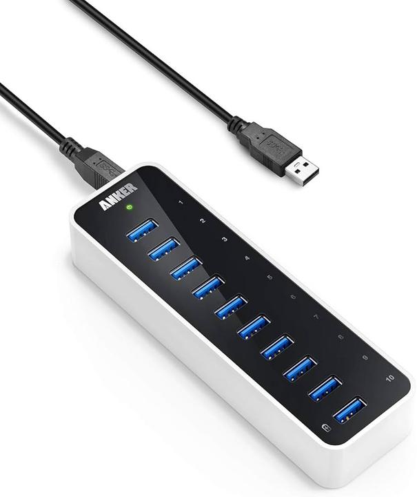 Produktbild Allnet usb 3.0 10 port hub-type-a 19 zoll 1he (USB-A, 10 Ports)