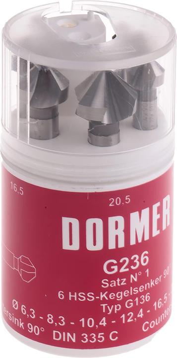 Actual product image Dormer Hss Straight Shank Countersink Set No 1 (20.5 mm, 16.5 mm, 12.4 mm, 10.4 mm, 8.3 mm, 6.3 mm)