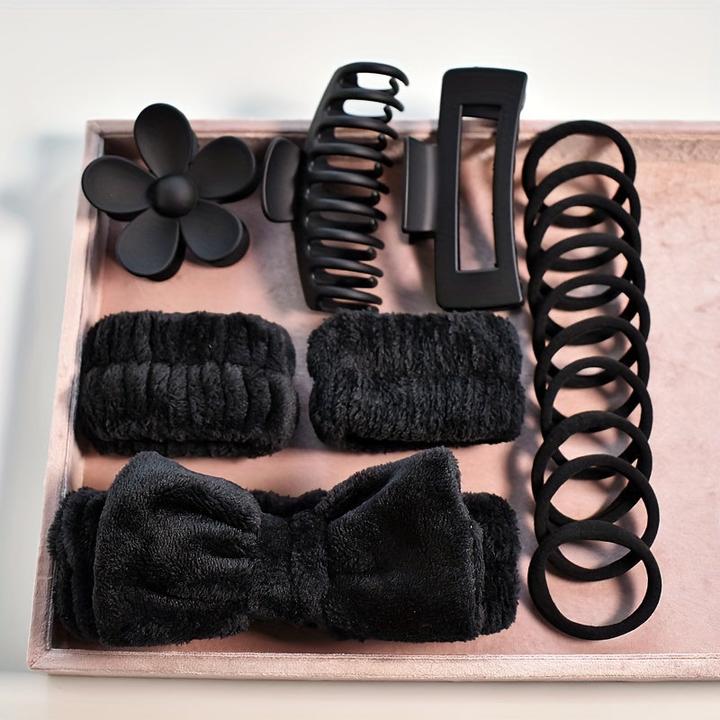 Actual product image Alopini 16pcs/set hair accessories kit flower shaped hair claw clip bowknot decorative hairband large (16 pcs.)