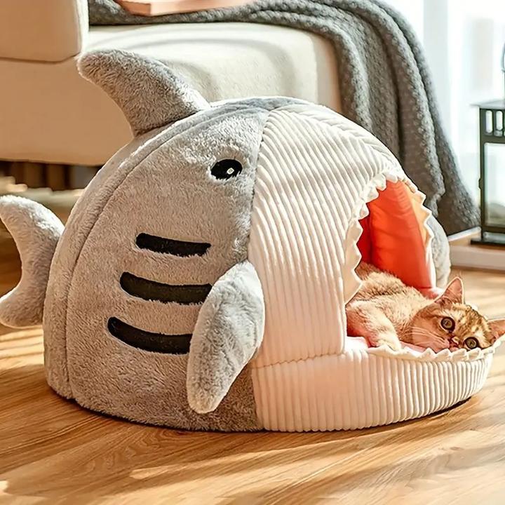 Actual product image Out of the blue Cosy cat bed, cat house shark igloo size L grey (Dog)