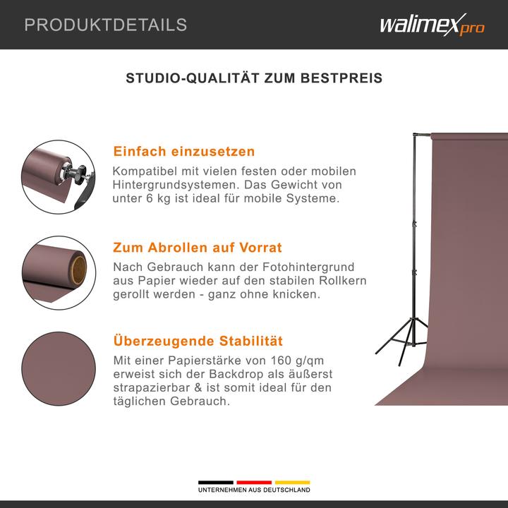 Produktbild Walimex pro Hintergrundkarton 2,72x10m, deep mauve (272 cm, 1000 cm)